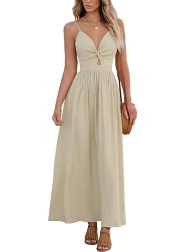 CUPSHE Damen Kleid V Ausschnitt Twist vorne Blumendruck Verstellbares Cami Maxikleid Freizeitkleider Boho Beach Maxi...