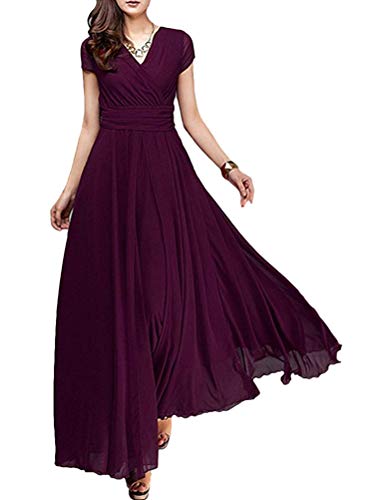 Minetom Damen Chiffon Maxi Kleid Hohe Taille Langes Abendkleid Partykleid Hochzeit Brautjungfer Brautkleid Cocktail...