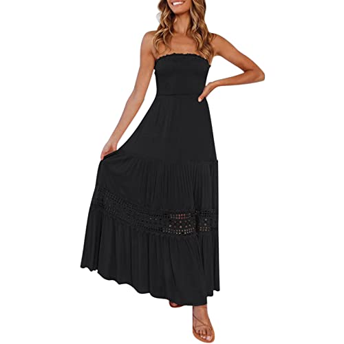 Boho Kleider Damen Sommer, Sommer Kleider Damen Sommer Bandeau Kleid Lang Schulterfreies Sexy TräGerlos Off Shoulder...