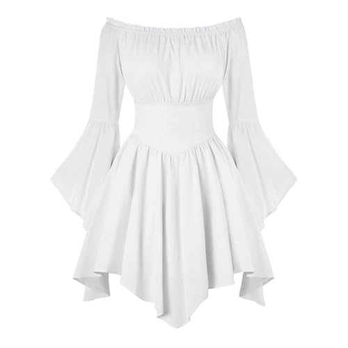 Piratenkostüm Damen Mittelalter Kleidung Gothic Corsett Swing Kleid Kurz Sexy Langarm Boho Piratin Strampler Minikleid...