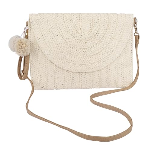Damen Clutches Abendtasche Umhängetasche, Boho-Stil Stroh Handtasche Kupplung Geldbörse Umschlag Tasche Flache...