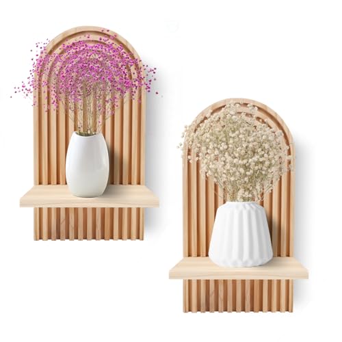 Gachiwar 2er-PackWandregal aus Holz, Boho-Wanddekoration: Wanddekoration aus Holz, Kinderzimmer, Wandregal, Wohnzimmer,...