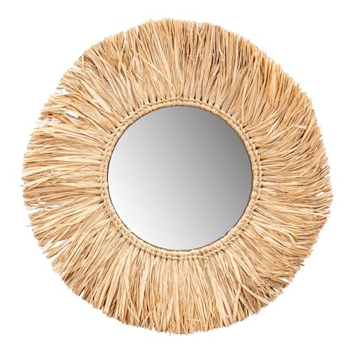 levandeo Wandspiegel Seegras Ø 50cm Spiegel Rund Flurspiegel Wanddeko Boho Deko Naturdeko Bohostyle Bohochic