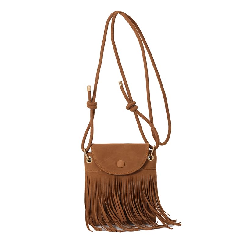 TIAASTAP Kleine Handtasche mit Quaste - Hippie Kostüm Damen Crossbody Bag - Boho Tasche Y2K Vintage 70er Mode...